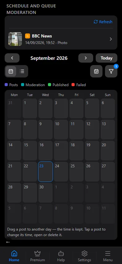 Calendar: a post on its day