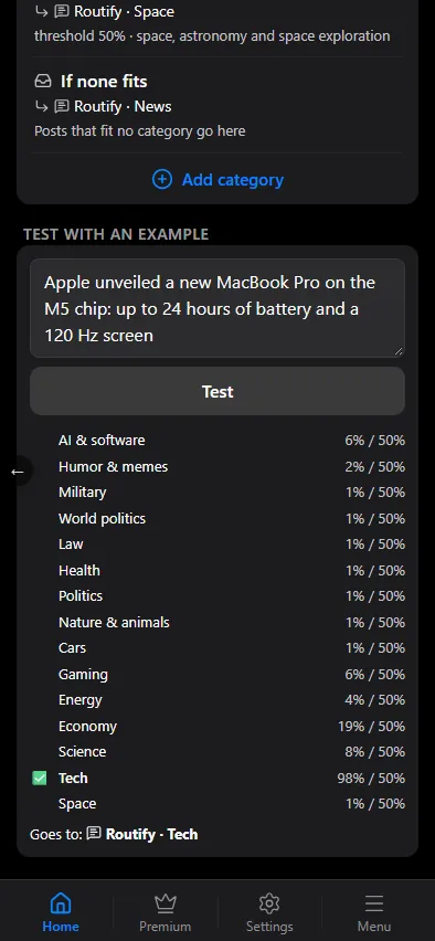 Test with an example