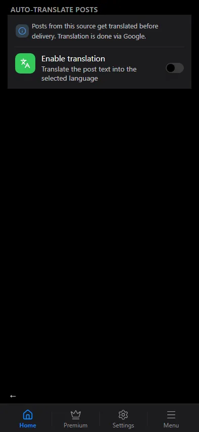 Translation settings of a source.