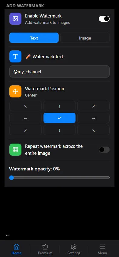 Enable and type the text
